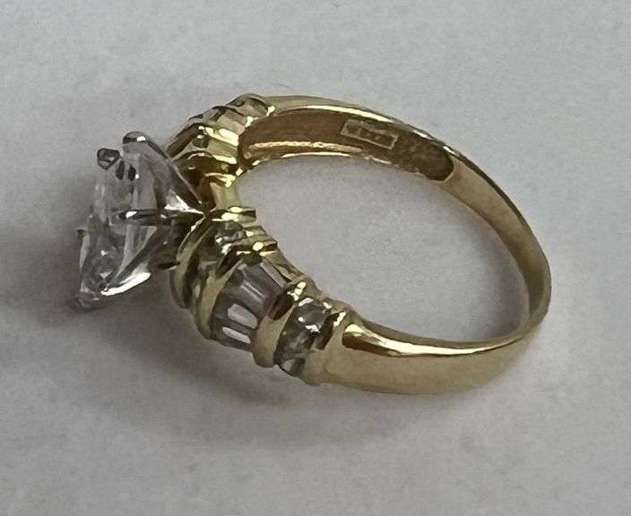 (2) 14k Gold Rings, 12g Total, White Artificial Stones
