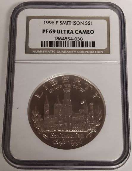 1996-P Smithsonian Silver Dollar, NGC PF69