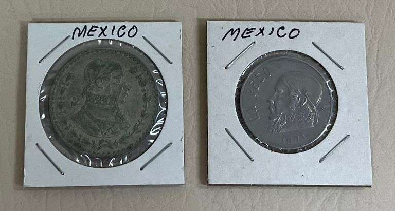 2) Mexican 1 Pesos, 1962 & 1971
