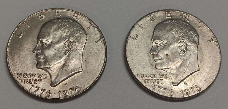 2) 1776-1976-D Bicentennial Eisenhower Dollars, Two Times The Money