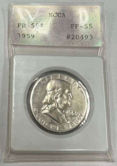 1959 Franklin Half Dollar, NCAA PF-55
