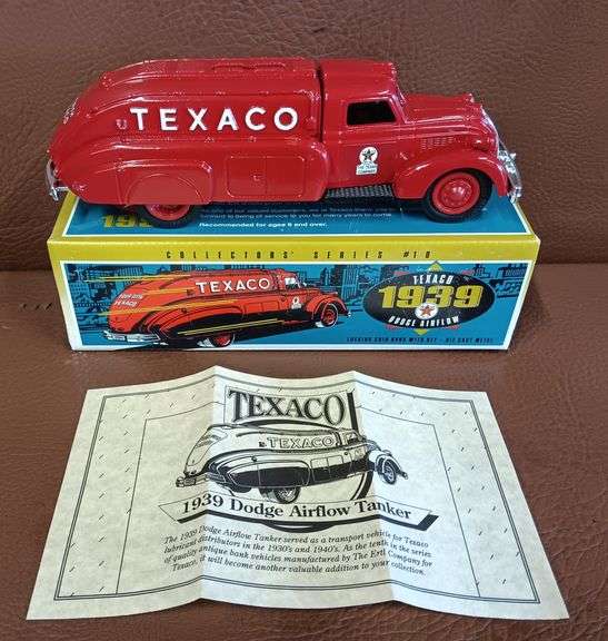 Texaco 1939 Dodge Airflow Tanker Die Cast Coin Bank, In Original Box