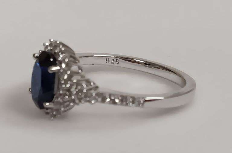 Sterling Silver Blue & White Sapphire Ring