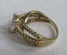 (2) 14k Gold Rings, 12g Total, White Artificial Stones