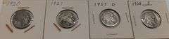 4) Buffalo Nickels, 1920-P, 1921-P, 1927-D & 1928-S, 4 times the moeny