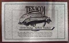 Texaco 1939 Dodge Airflow Tanker Die Cast Coin Bank, In Original Box