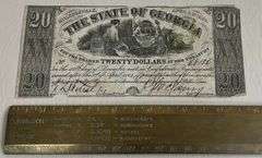 1864 State Of Georgia $20 Confederate Note