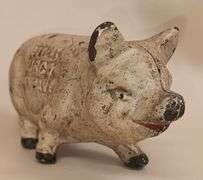 Vintage Norco Foundry Cast Iron Piggy Bank, 6"Lx3"T