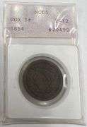 1854-P Coronet Large Cent, NCAA F-12