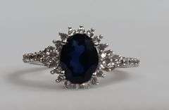 Sterling Silver Blue & White Sapphire Ring