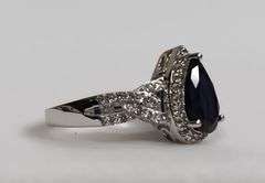 Sterling Silver Pear Cut Sapphire Dinner Ring