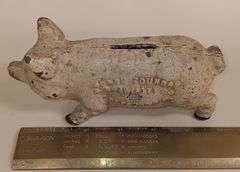 Vintage Norco Foundry Cast Iron Piggy Bank, 6"Lx3"T