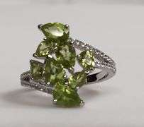 Sterling Silver Peridot and Diamond Ring