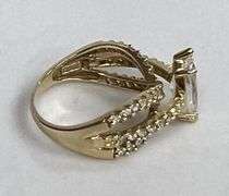 (2) 14k Gold Rings, 12g Total, White Artificial Stones