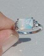 Sterling Silver Fire Opal Estate Ring