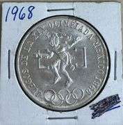 1968 Mexican XIX Olympic Game Silver 25 Pesos Coin, .72 Silver Content