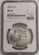 1884-O Morgan Silver Dollar, NGC MS63