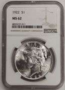 1922-P Peace Silver Dollar, NGC MS62