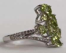 Sterling Silver Peridot and Diamond Ring