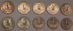 (10) Washington Quarters, 10 times the money