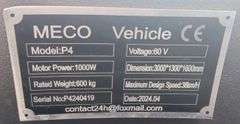 2024 MECO Max P4 Electric Truck w/ Charger, Fan, Back-Up Camera, Runs & Drives, Like New!