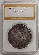 1881-S Morgan Silver Dollar, PGA MS64