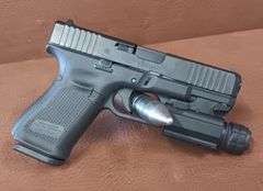 Glock 19 Gen 5 9x19mm Pistol w/ NEBO Protec Elite HP 190 Tactical Light,  1 Extra Magazine & Speed Loader, In Original Case