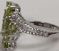 Sterling Silver Peridot and Diamond Ring