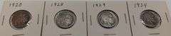 4) Buffalo Nickels, 1920-P, 1928-P, 1929-P & 1934-P, 4 times the money