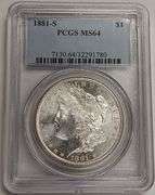 1881-S Morgan Silver Dollar, PCGS MS64