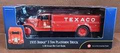 Texaco 1935 Dodge 3 Ton Platform Truck Die Cast Coin Bank, In Original Box w/ COA