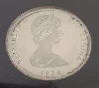 1976 Turks And Caicos Islands Queen Victoria 20 Crowns .925 Silver Coin