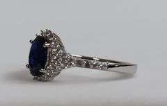 Sterling Silver Blue & White Sapphire Ring