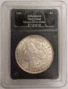 1921-P Morgan Silver Dollar, Graded Very Good Condition By Bradford Exchange