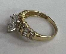 (2) 14k Gold Rings, 12g Total, White Artificial Stones
