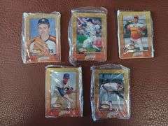 5 Nolan Ryan Embossed Metal Collector Cards in Metal Tin