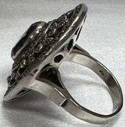 Vintage Sterling Silver  Marcasite & Amethyst Ring