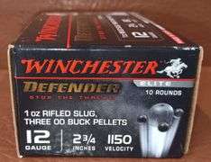 10rds of Winchester Defender 12g Slug/Buckshot Combo Shotgun Shells