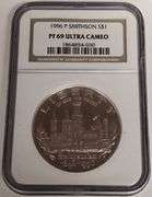 1996-P Smithsonian Silver Dollar, NGC PF69