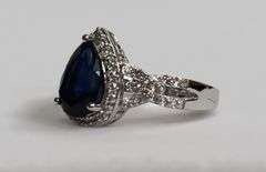 Sterling Silver Pear Cut Sapphire Dinner Ring