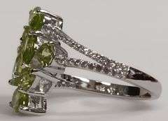 Sterling Silver Peridot and Diamond Ring