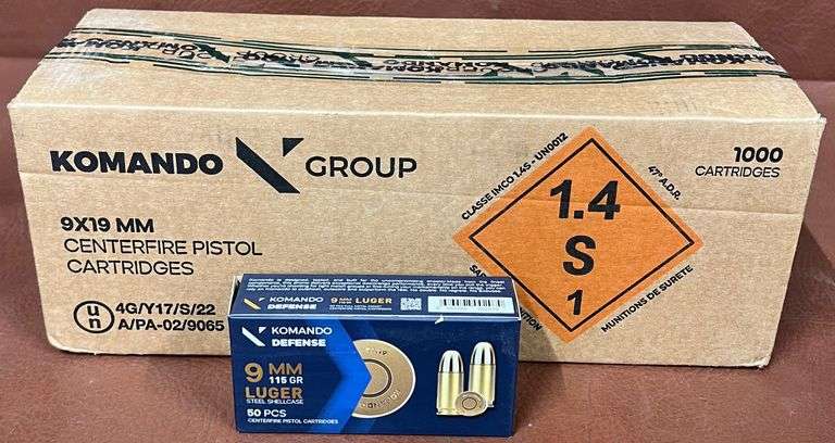 20) 50rd Boxes of Komando Defense 9mm Ammo, (1,000 Rounds Total) 20 times the money