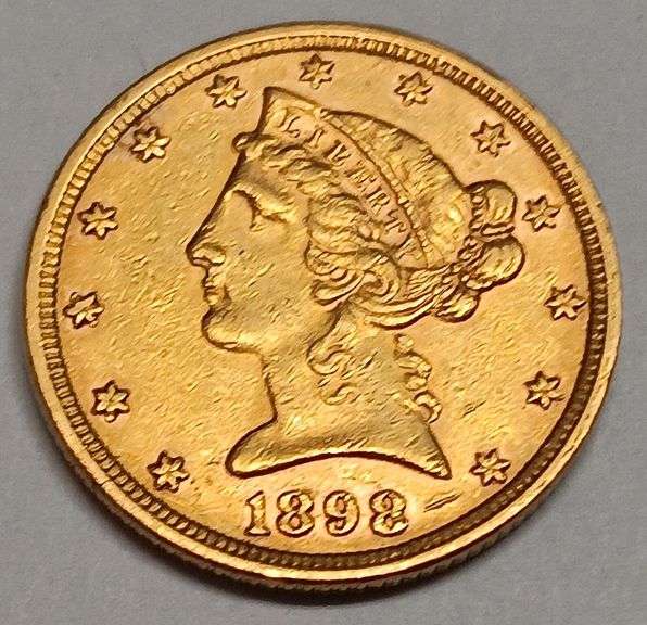 1898-P Liberty Head $5 Gold Coin, 8.3g