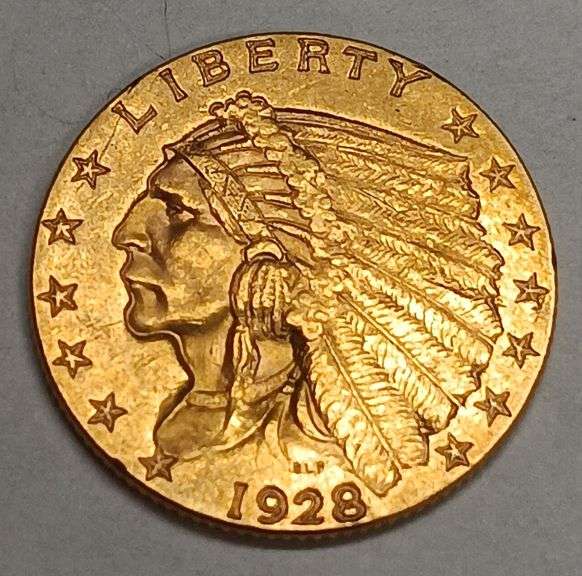 1928-P Indian Head $2.5 Gold Coin, 4.1g