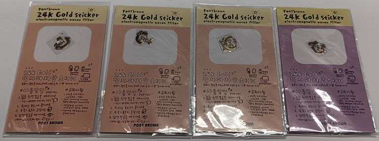 (4) Ponybrown 24kt Gold Plated Stickers, All In Original Packaging