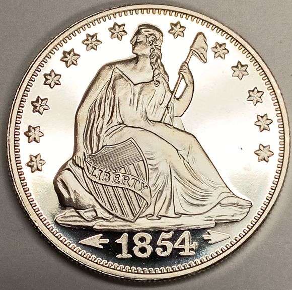 1854 Seated Liberty 1 Troy Oz .999 Fine Silver Round