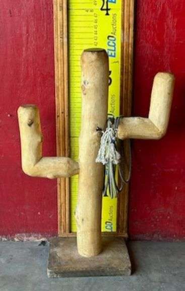 Handmade Wooden Cactus w/ Lariat, (27"W x 12" D x 42"H)