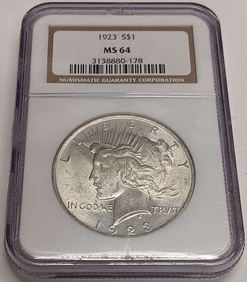 1923-S Peace Silver Dollar, NGC MS64