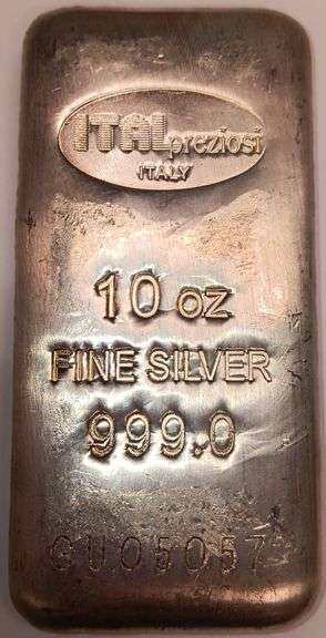Italian 10oz .999 Fine Silver Bar