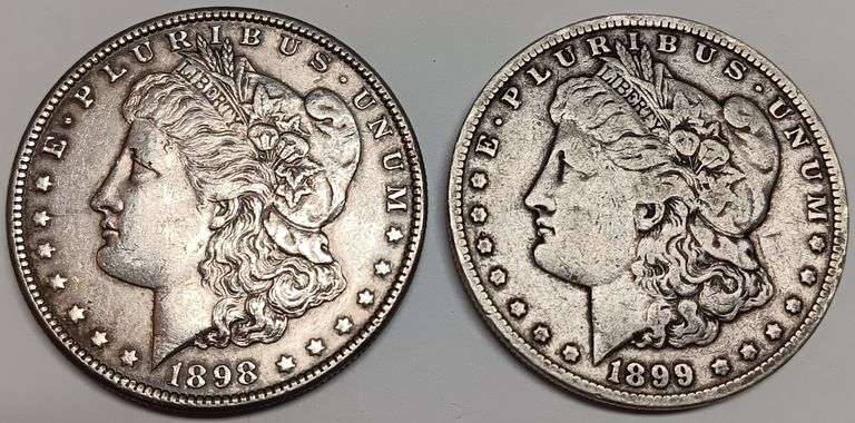 (2) Morgan Silver Dollars, 1898-O & 1899-O, 2 times the money
